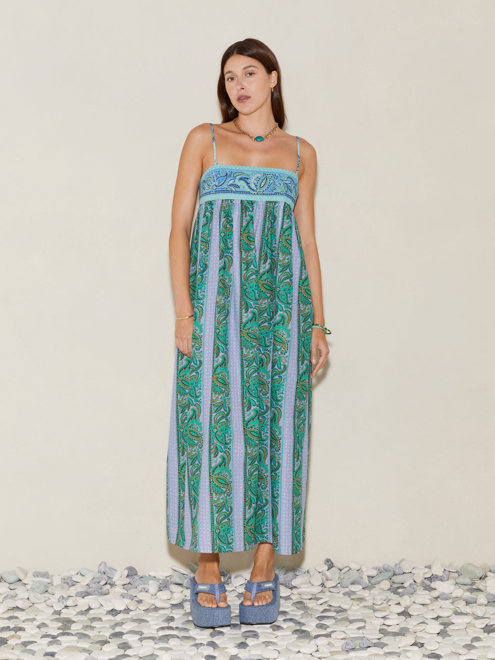 Fraiche Fine Strap Bodice Maxi | Boteh