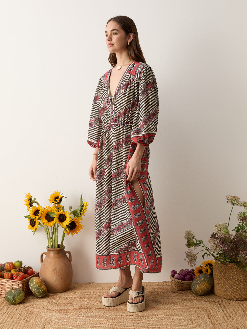 marquee lace up maxi smock dress | Boteh