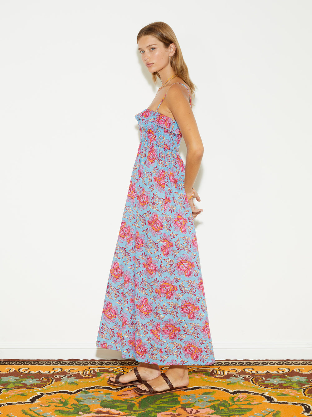 Coquille Shirred Bodice maxi Dress | Boteh