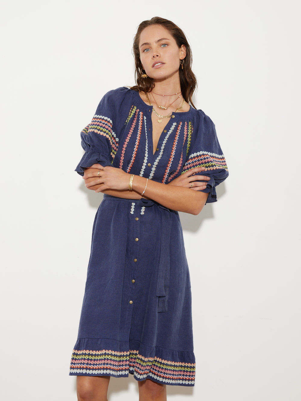 Jeanne Embroidered Smock Dress | Boteh