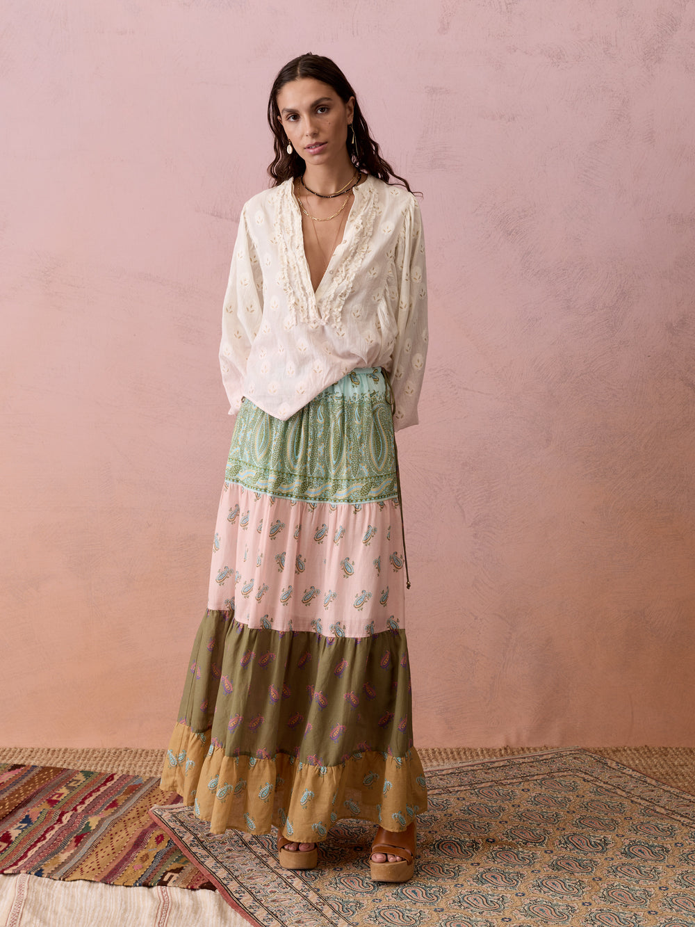 Lucent Tiered Maxi Skirt | Boteh