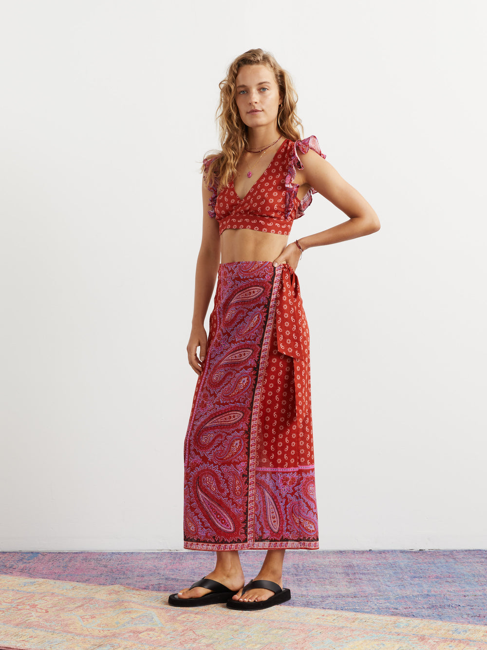 Kaleido Ruffle Tie Back Top | Boteh