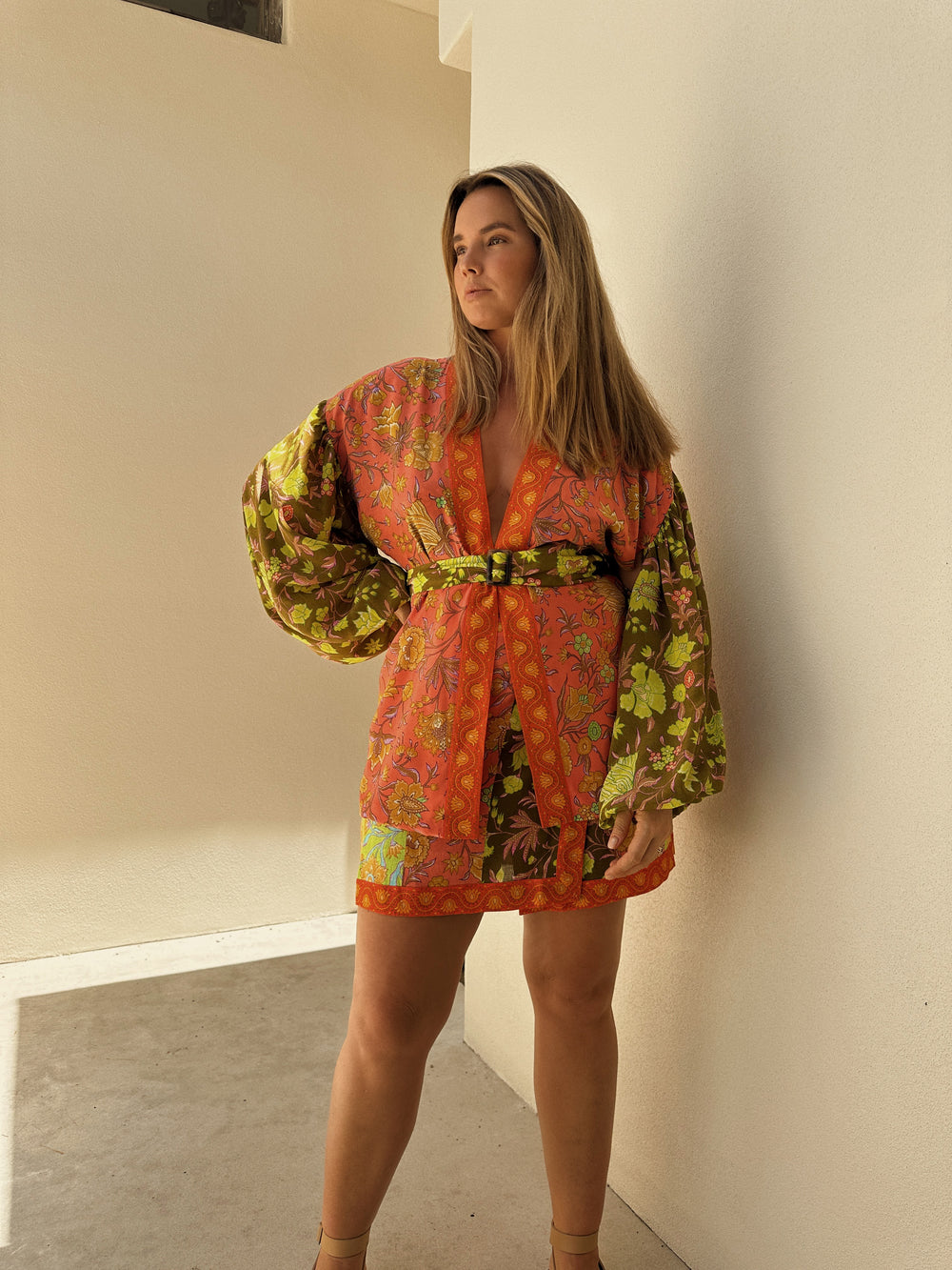 Alvita Silk Robe w Belt | Boteh