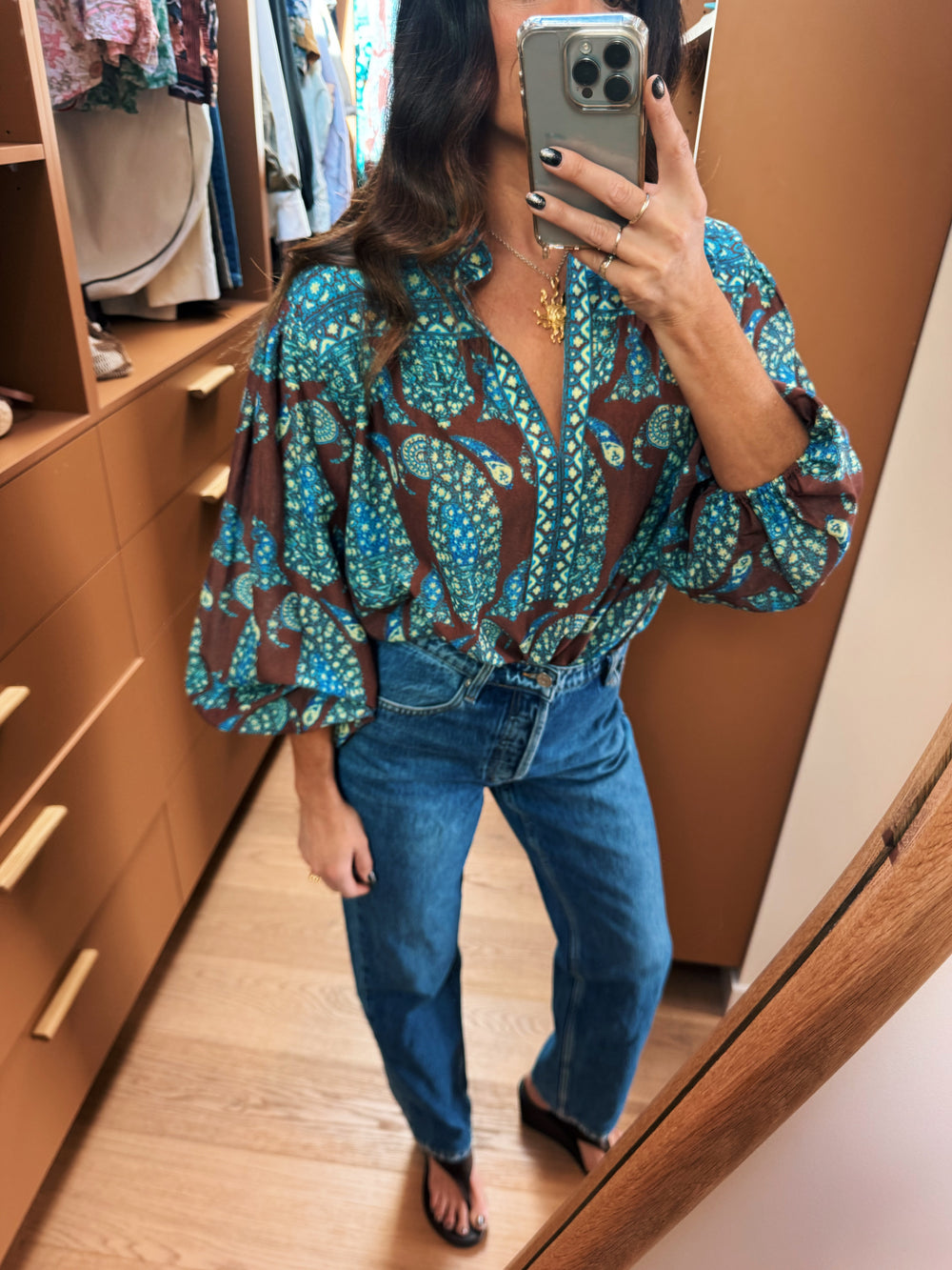 calico yoke smock blouse | Boteh