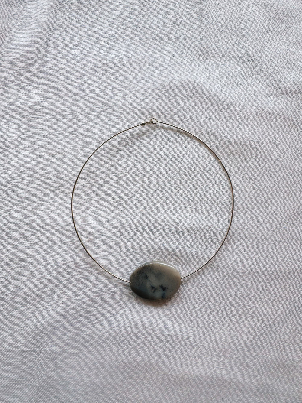 athena & co gem collar necklace silver stone